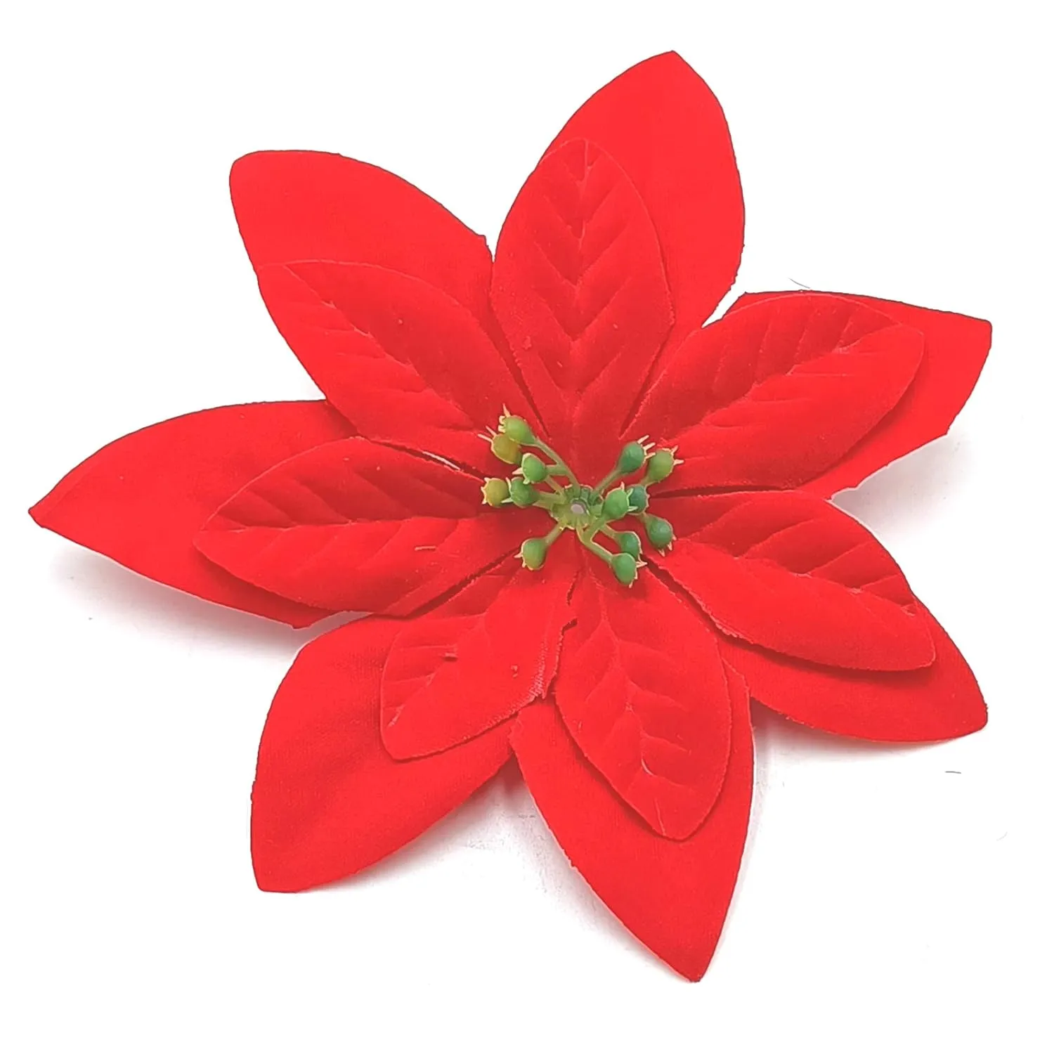 10Pcs Christmas Artificial Flowers Velvet Christmas Poinsettia Floral Wreath B