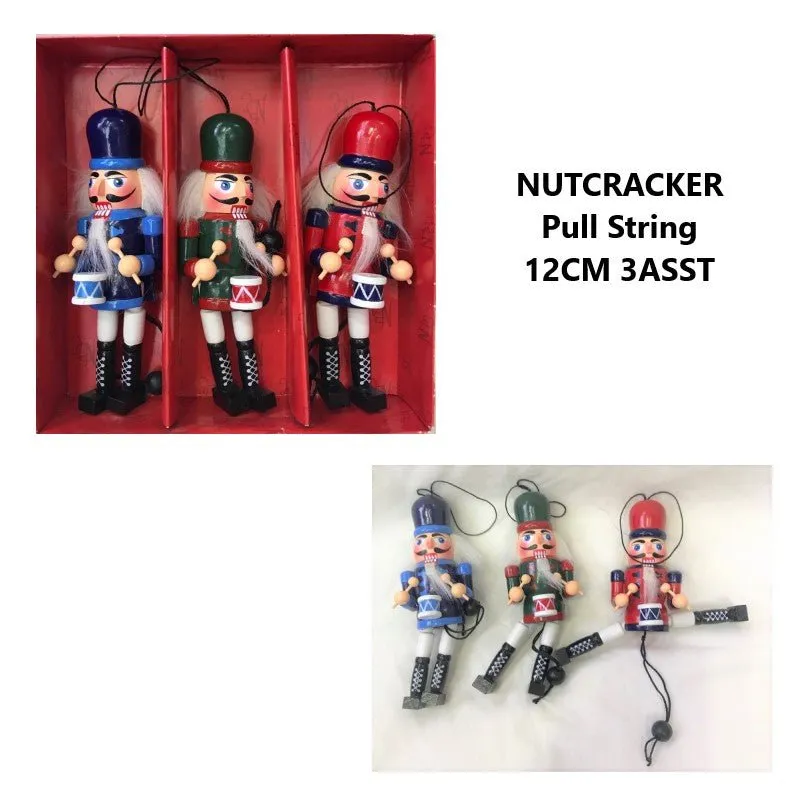 12cm Wooden Nutcracker with Pull String