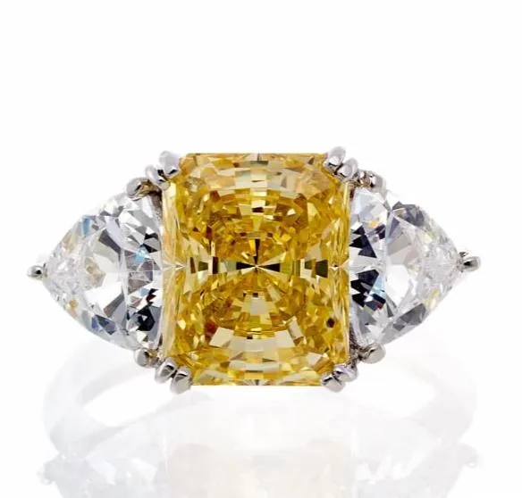 2 Carat Radiant Canary Cubic Zirconia Gold Engagement Ring In Sterling Silver