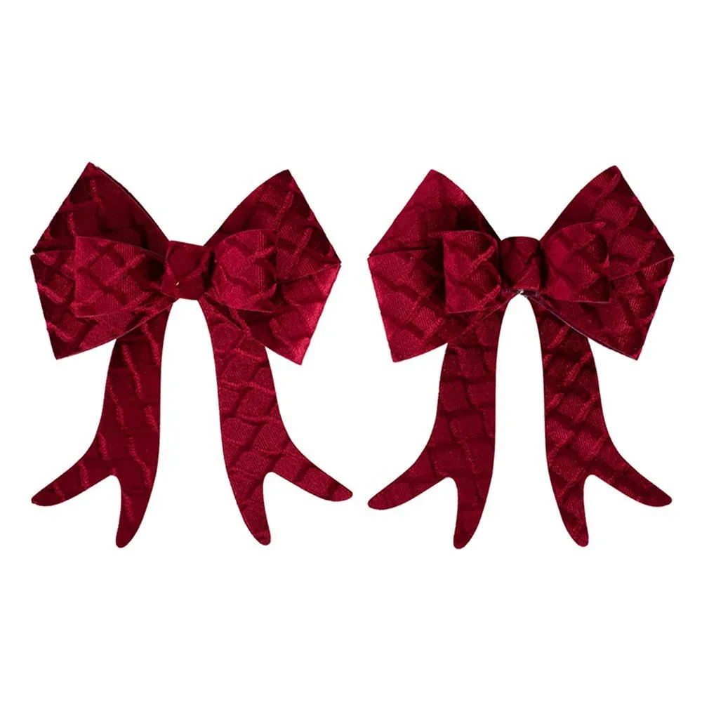 2pk Burgundy Velvet Bow 20cm