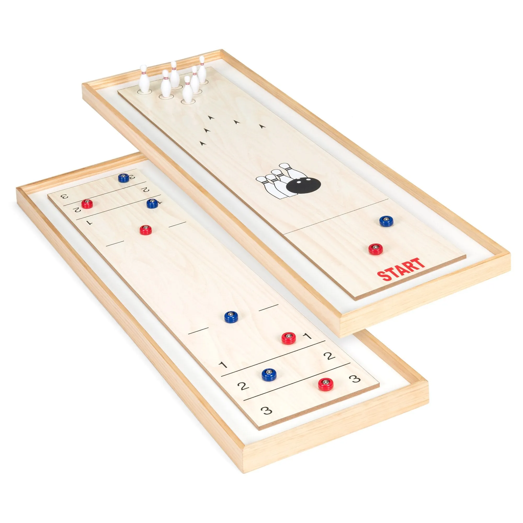 45in 2-in-1 Shuffleboard and Bowling Tabletop Board Game Set