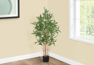 50" Tall Faux Bamboo Tree: Indoor Artificial Plant, Decorative Greenery with Black Pot