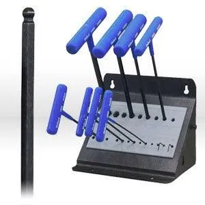 64811 Eklind Power-T T Shaped Hex Key Set,mm/Ball W/Stand 9",10 pc