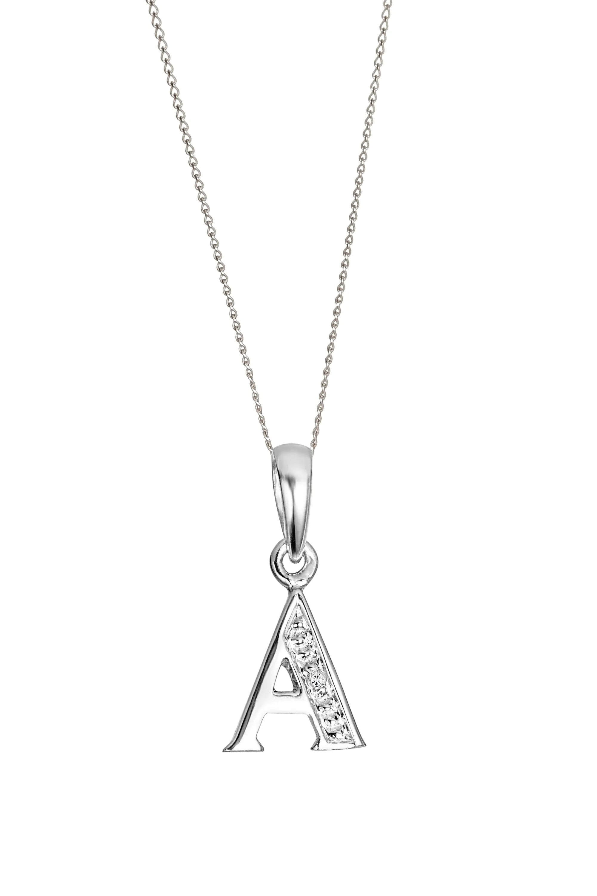 9ct White Gold Diamond Initial Pendant