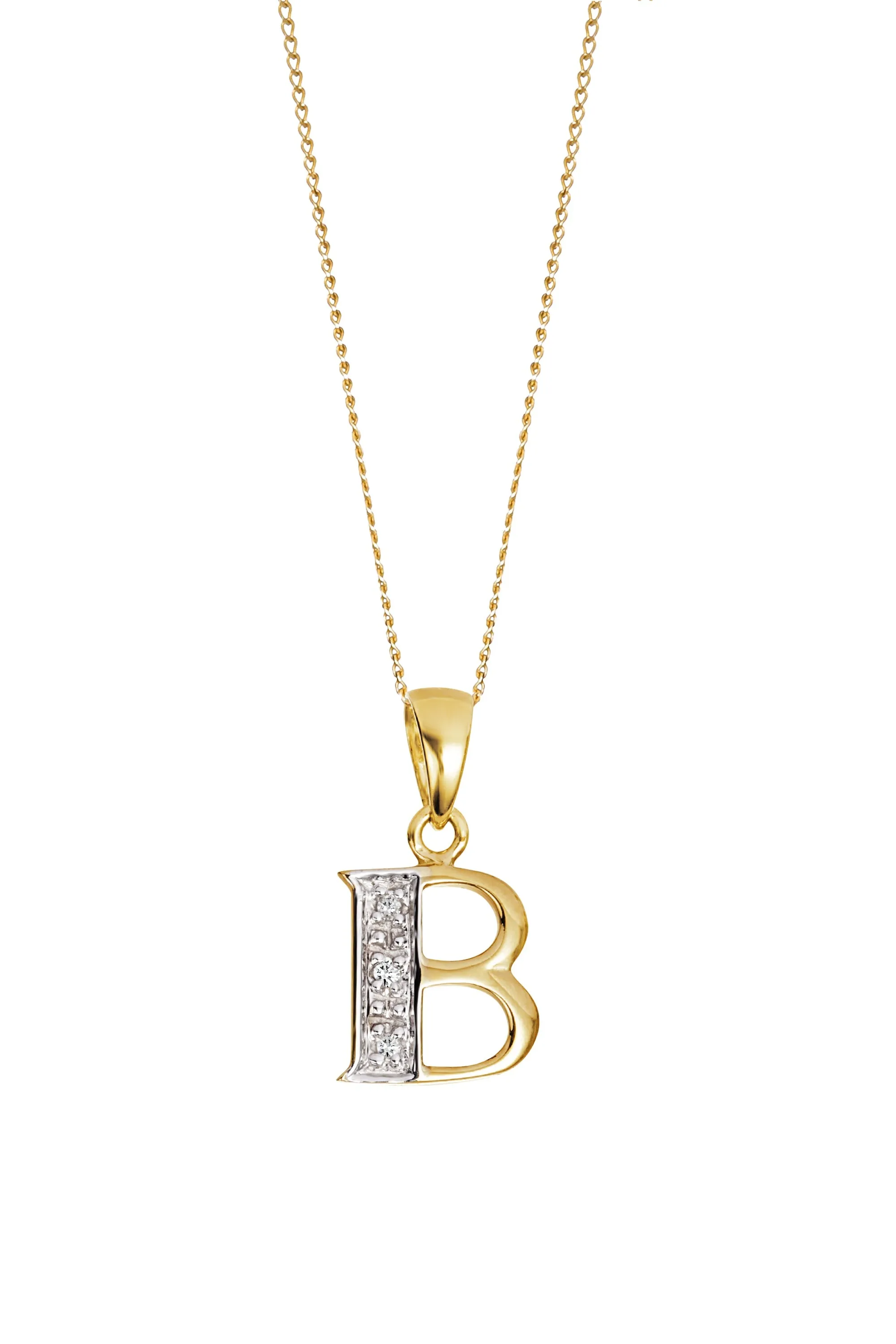 9ct Yellow Gold Diamond Initial Pendant