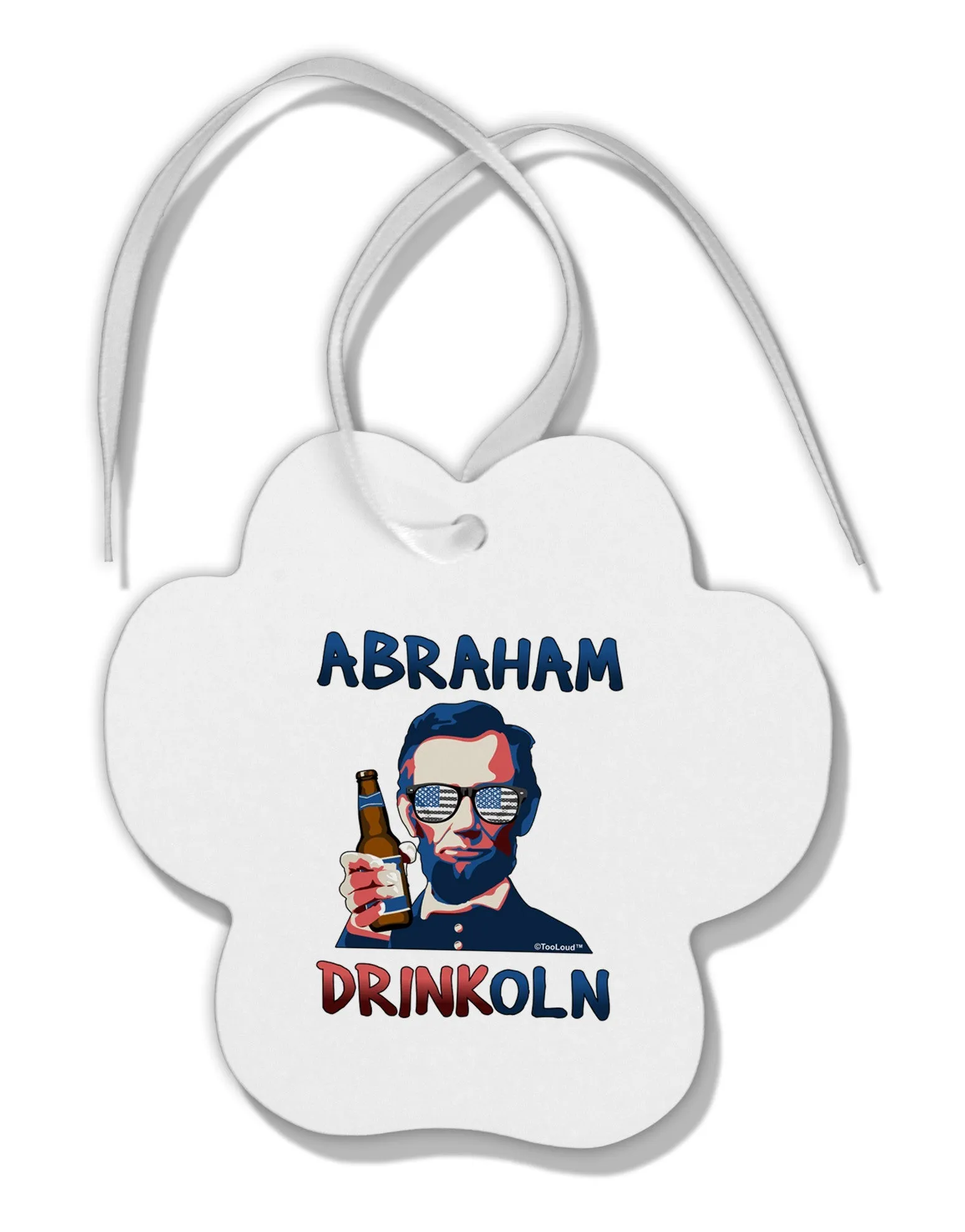 Abraham Drinkoln with Text Paw Print Shaped Ornament