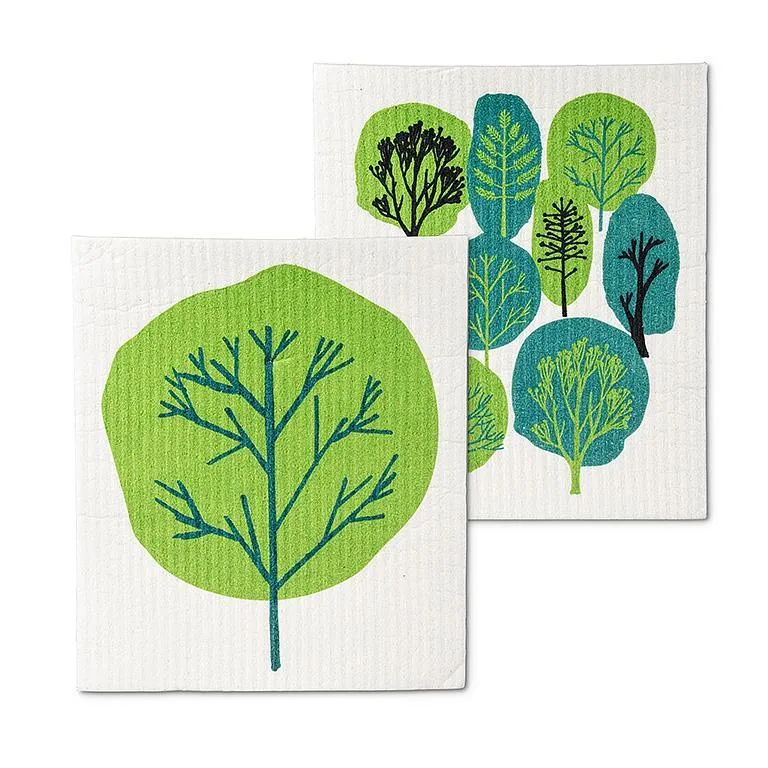 All Over Trees Swedish Dish Cloths - Set of 2