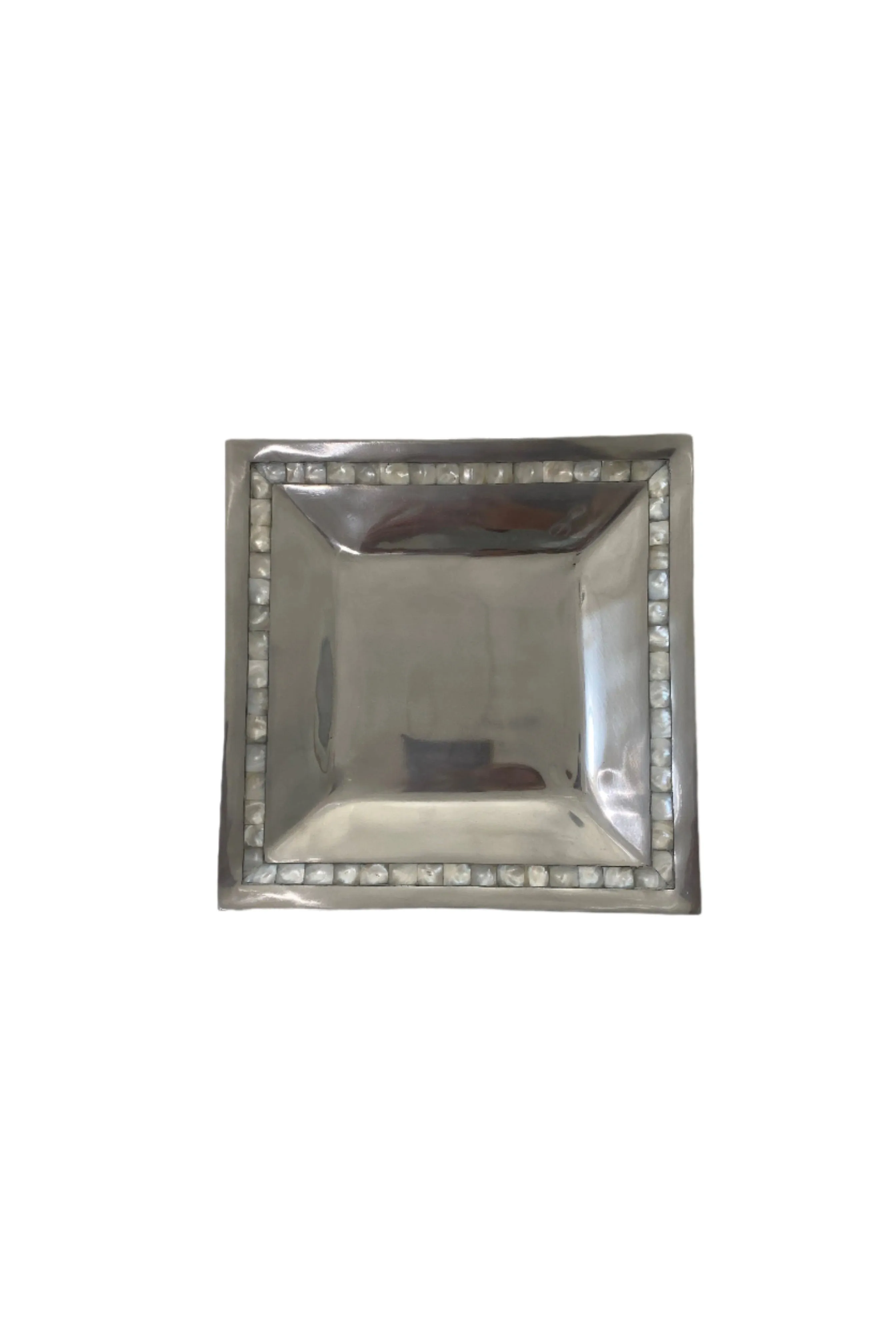 Aluminum w/ Mother of Pearl Trim Large Square Tray