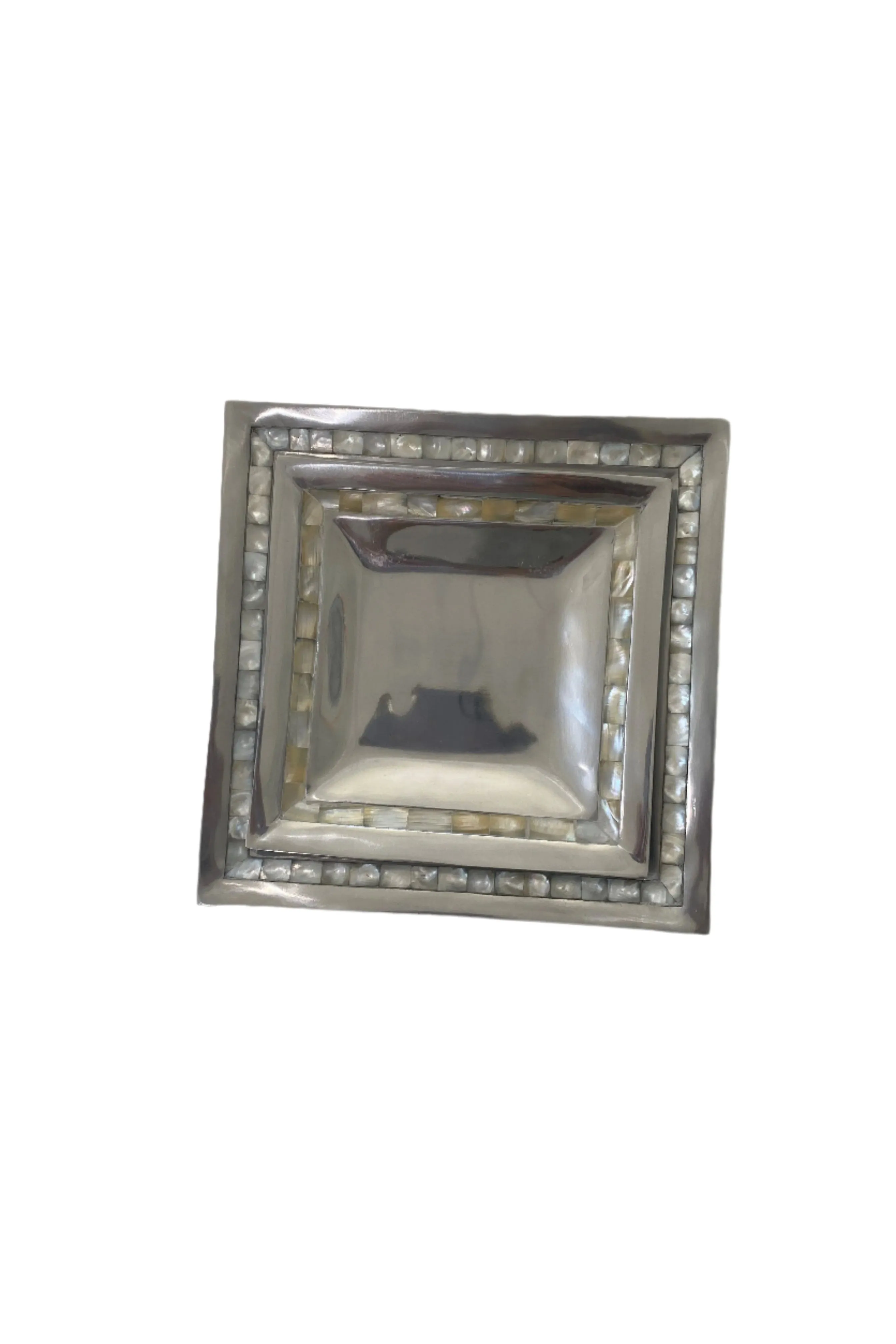 Aluminum w/ Mother of Pearl Trim Large Square Tray