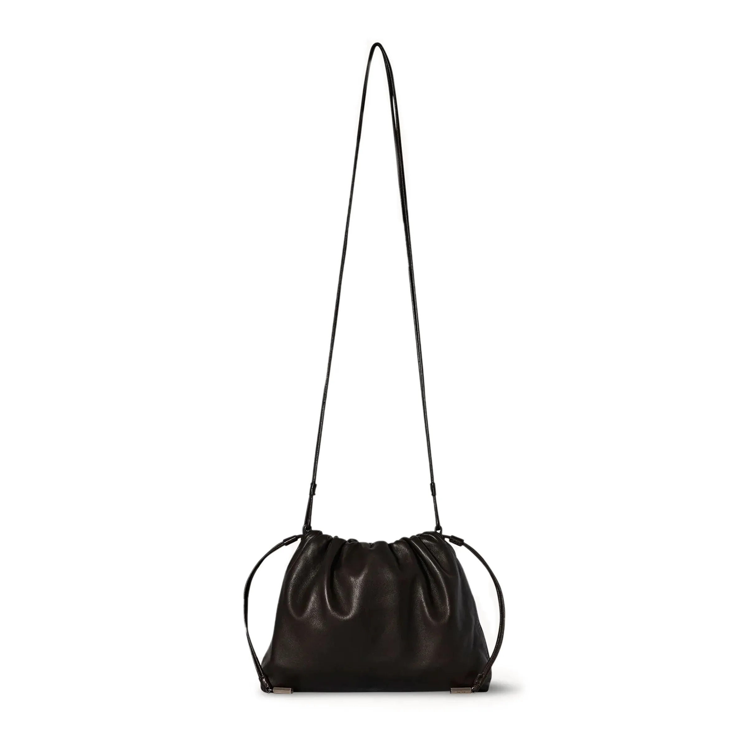 Angy Drawstring Shoulder Bag, Smooth, Dark Brown