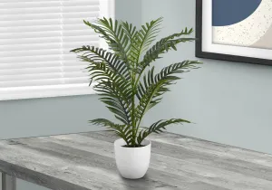 Artificial Plant, 28" Tall, Palm Tree, Indoor, Faux, Fake, Floor, Greenery, Potted, Real Touch, Decorative, Green Leaves, White Pot