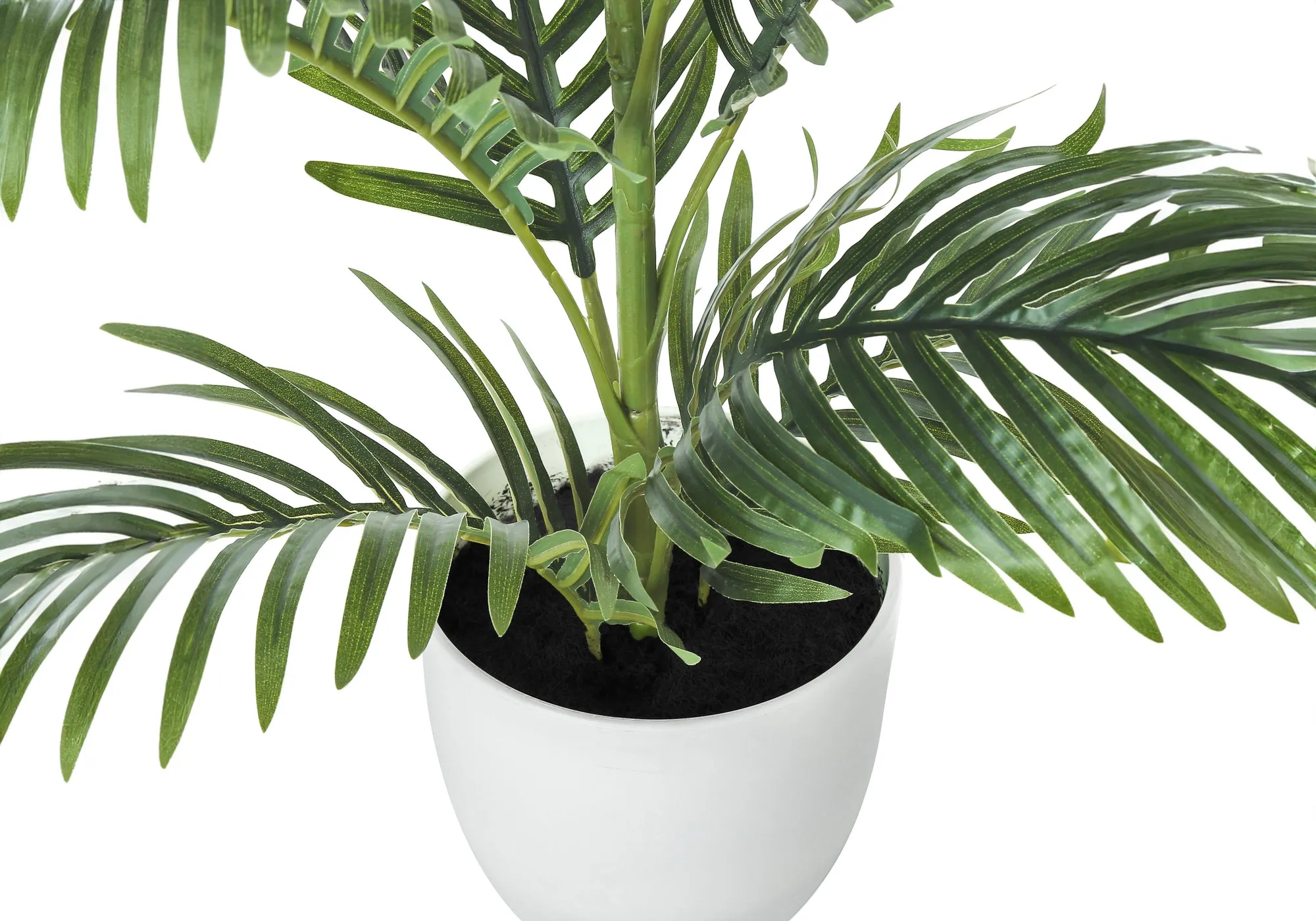 Artificial Plant, 28" Tall, Palm Tree, Indoor, Faux, Fake, Floor, Greenery, Potted, Real Touch, Decorative, Green Leaves, White Pot