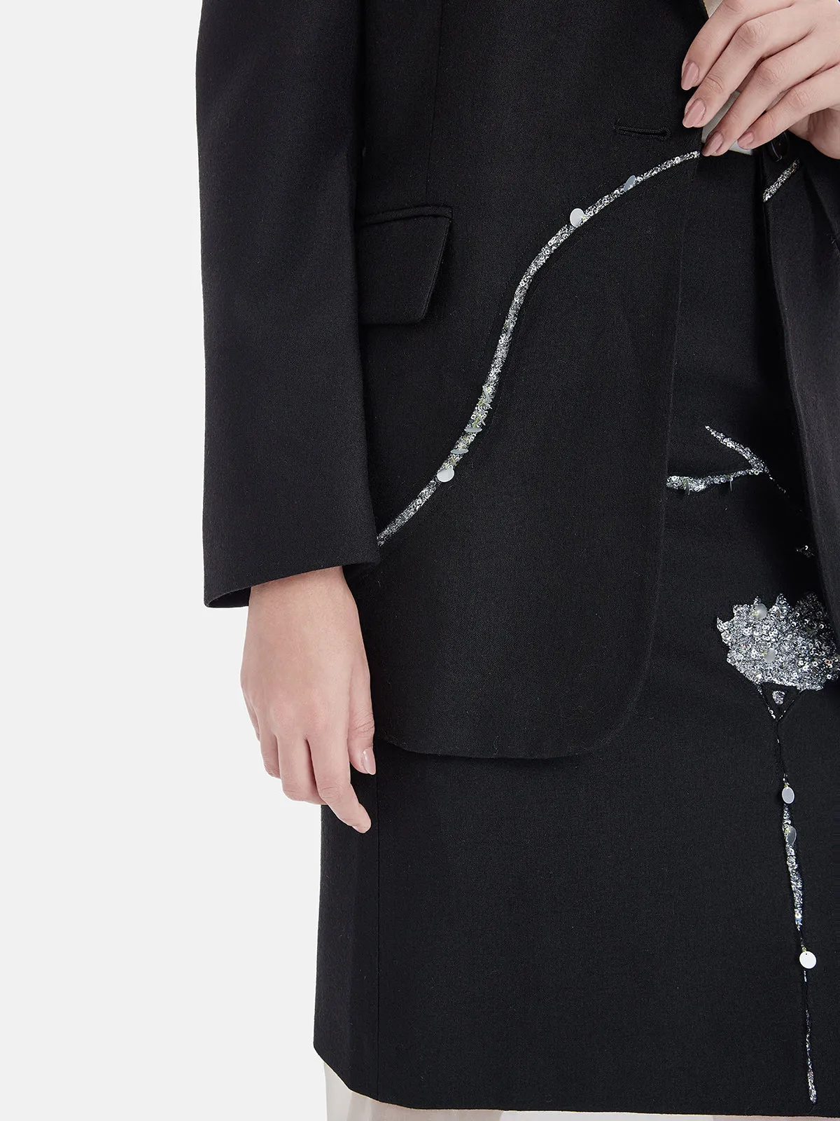 Artistic Sequin Detail Wool Suit