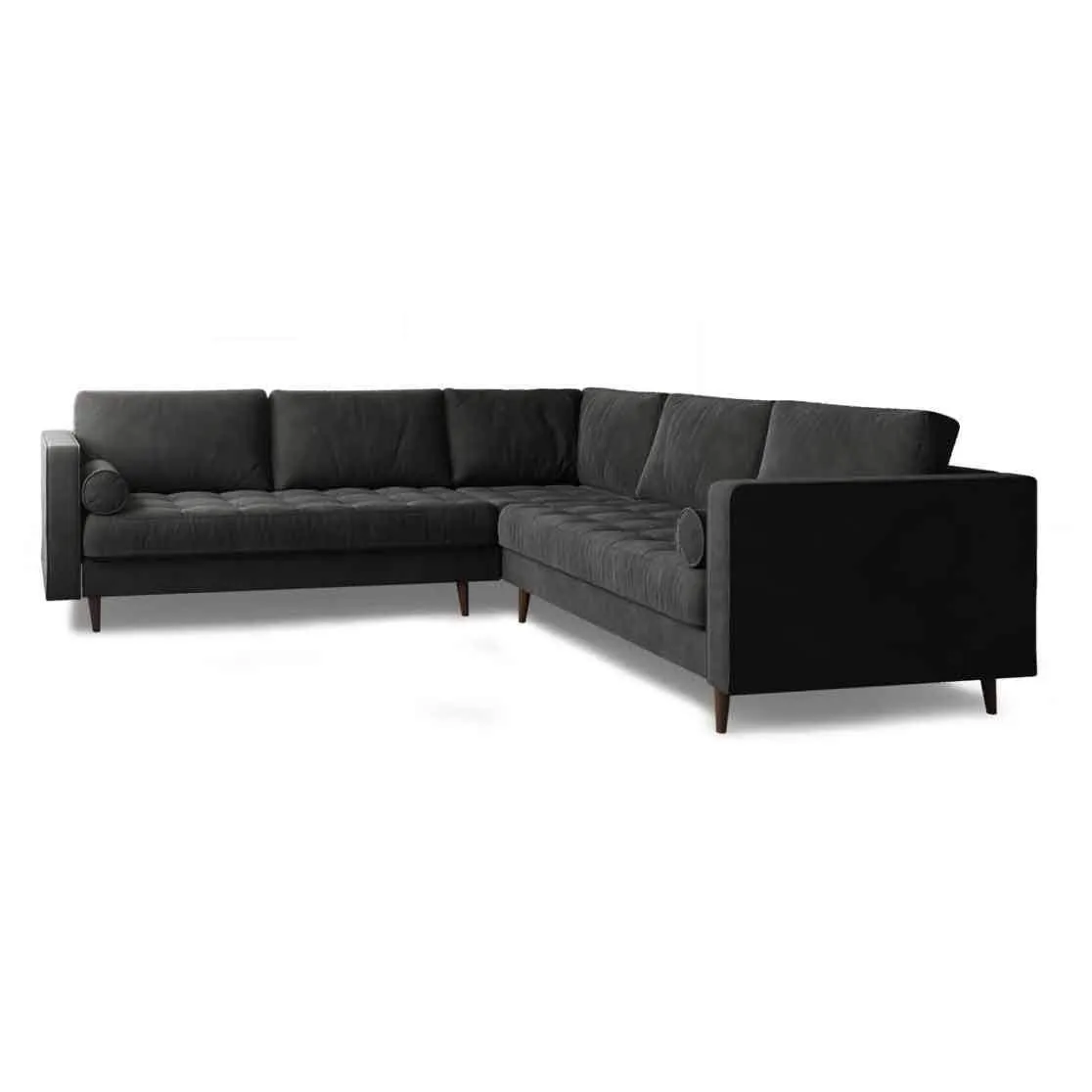 Ashla Grey Velvet Fabric Sectional Sofa