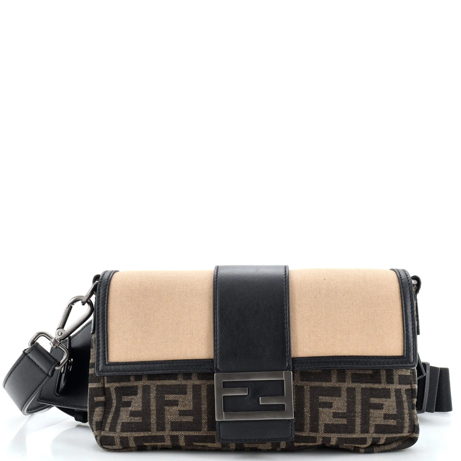 Baguette Convertible Belt Bag Zucca Canvas with Canvas and Leather Large