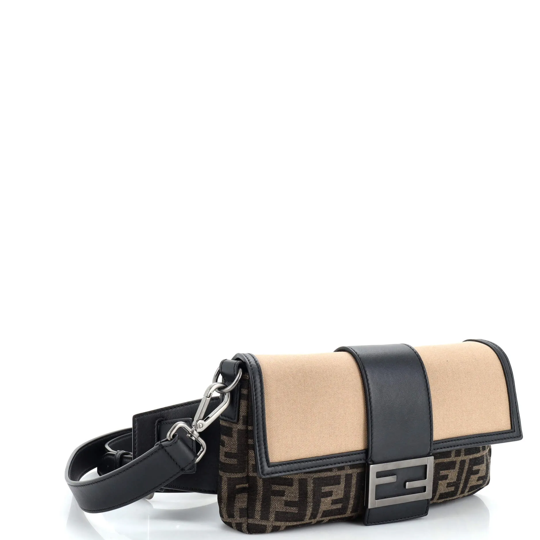 Baguette Convertible Belt Bag Zucca Canvas with Canvas and Leather Large