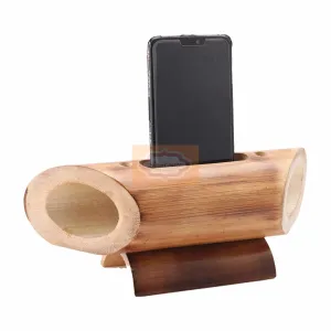 Bamboo Amplifier & Mobile Stand for Office Desk and Home Decor