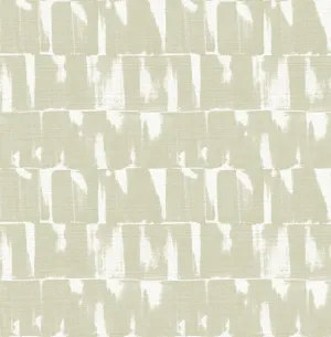 Bancroft Sage Artistic Stripe Wallpaper