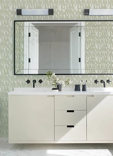 Bancroft Sage Artistic Stripe Wallpaper