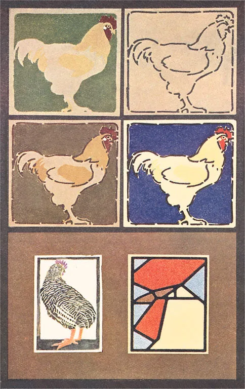 BD-249 Artistic Chickens - Vintage Image