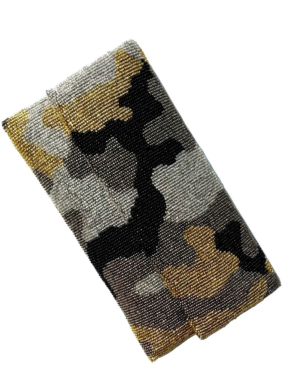 Beaded Envelope Clutch Bag Camo Gold