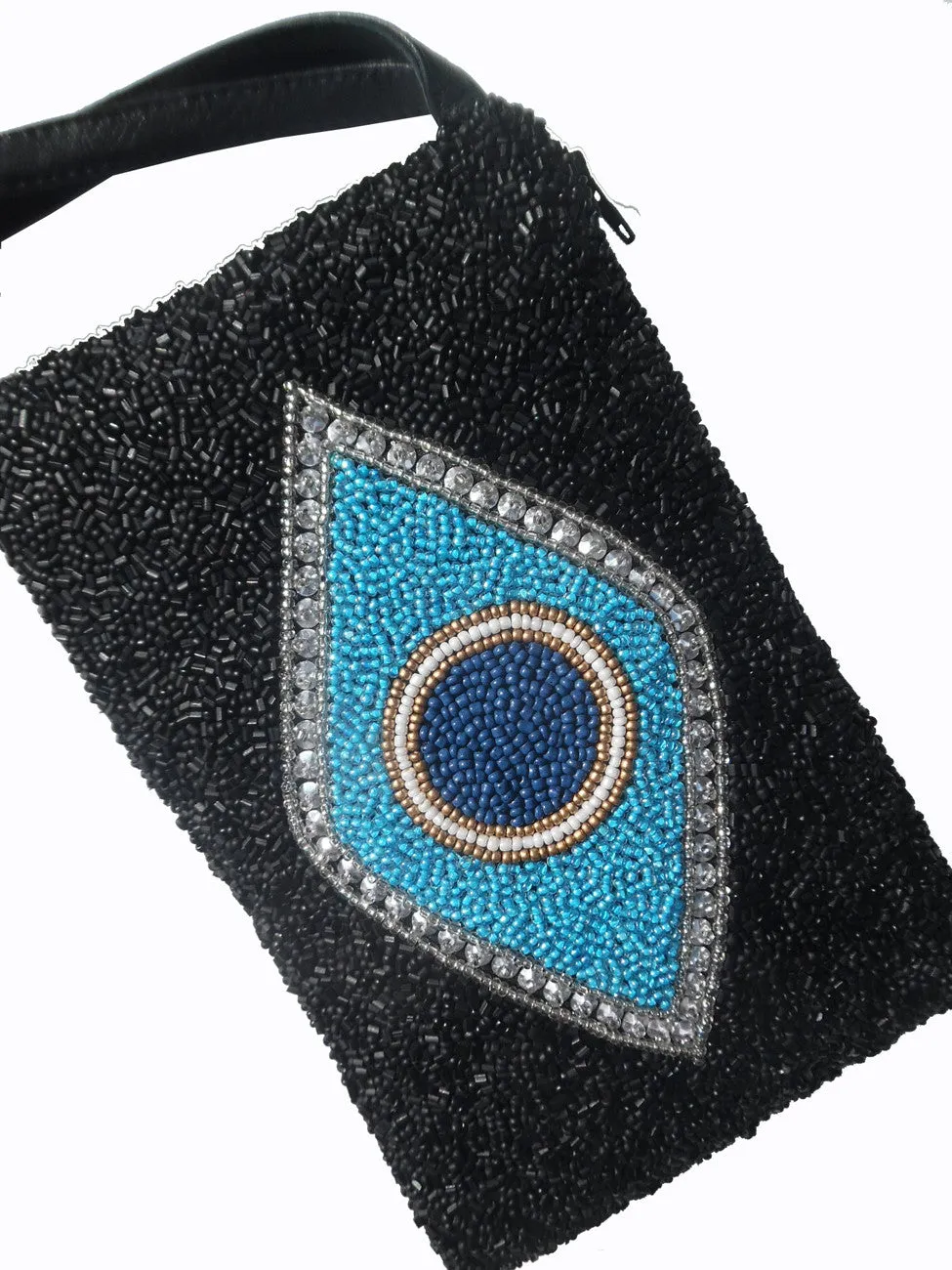 Beaded Evening Wristlet Bag Evil Eye