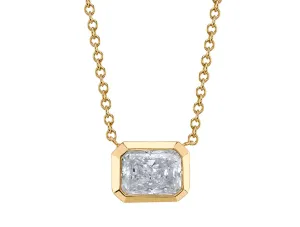 Bezel Set Radiant Cut Diamond Pendant Necklace