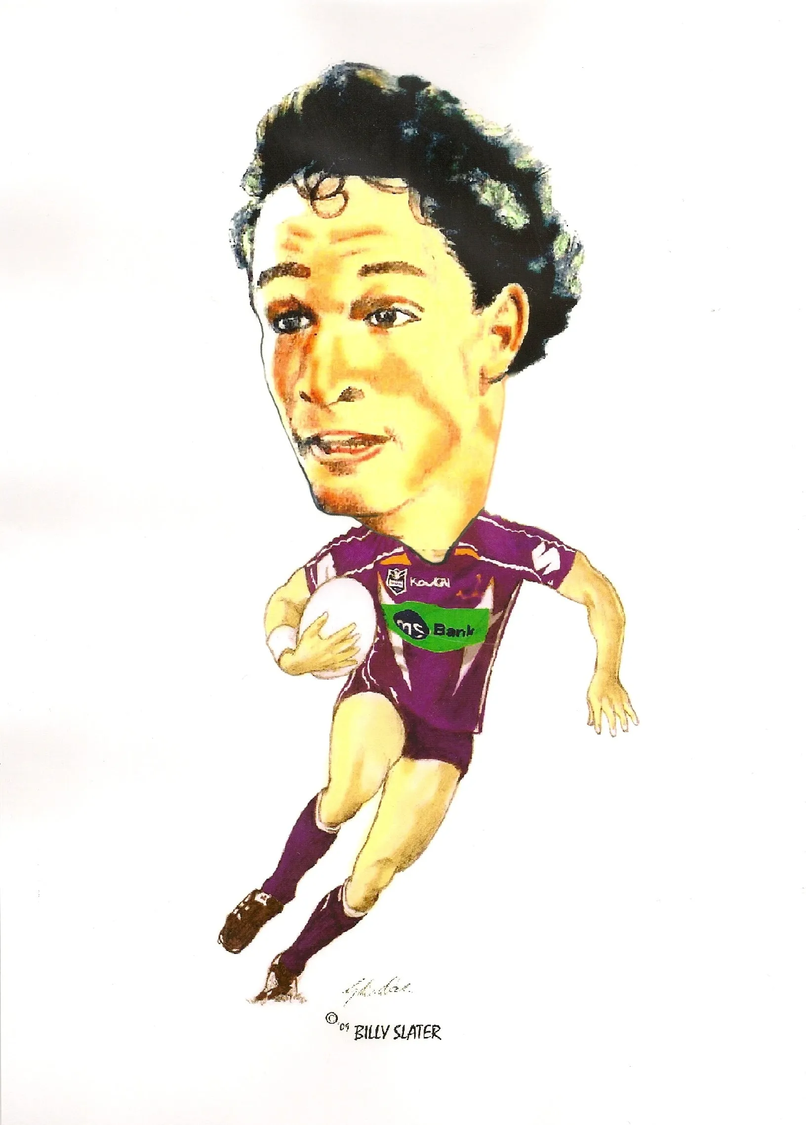 Billy Slater, Big Head, GregsArt A4 Print