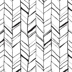 Black & White Hand-Drawn Herringbone Pattern