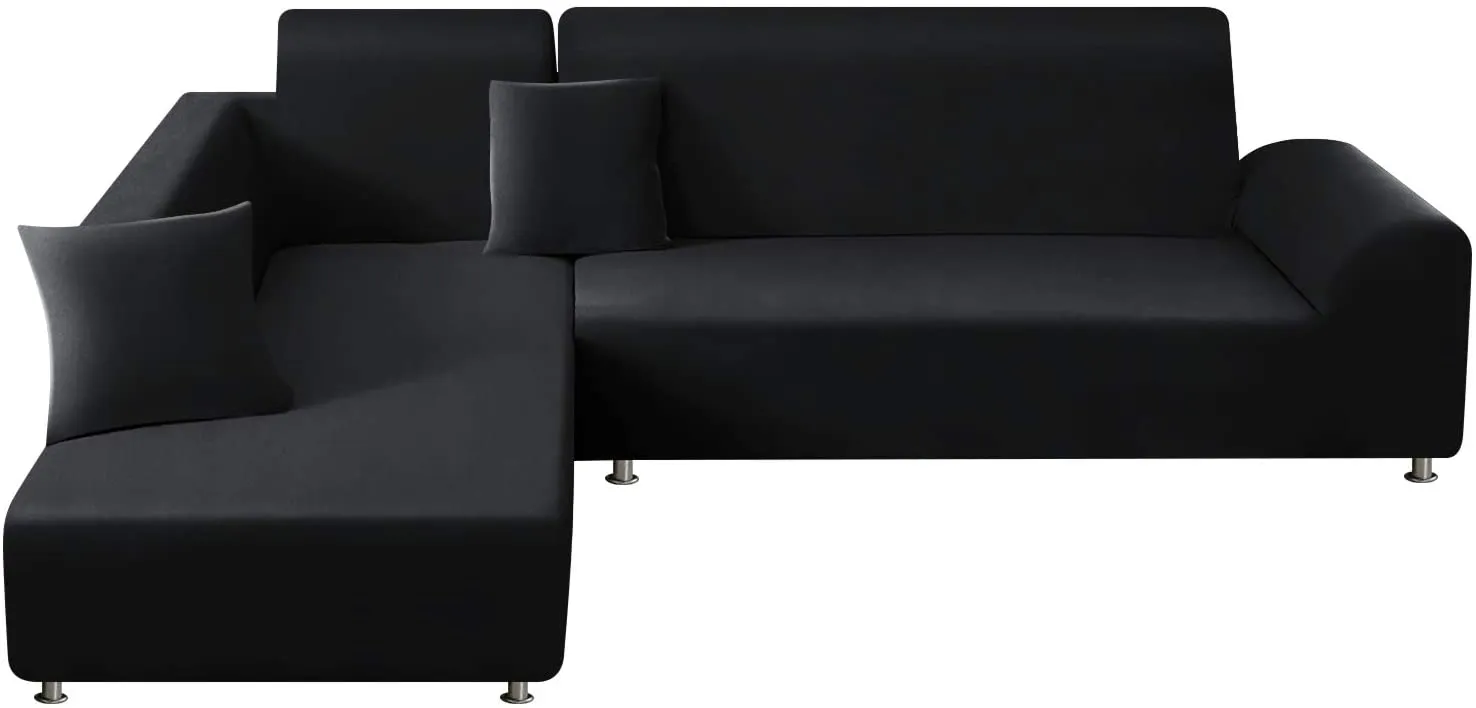 Black L-Shaped Sofa Covers (3 Seater   3 Seater )