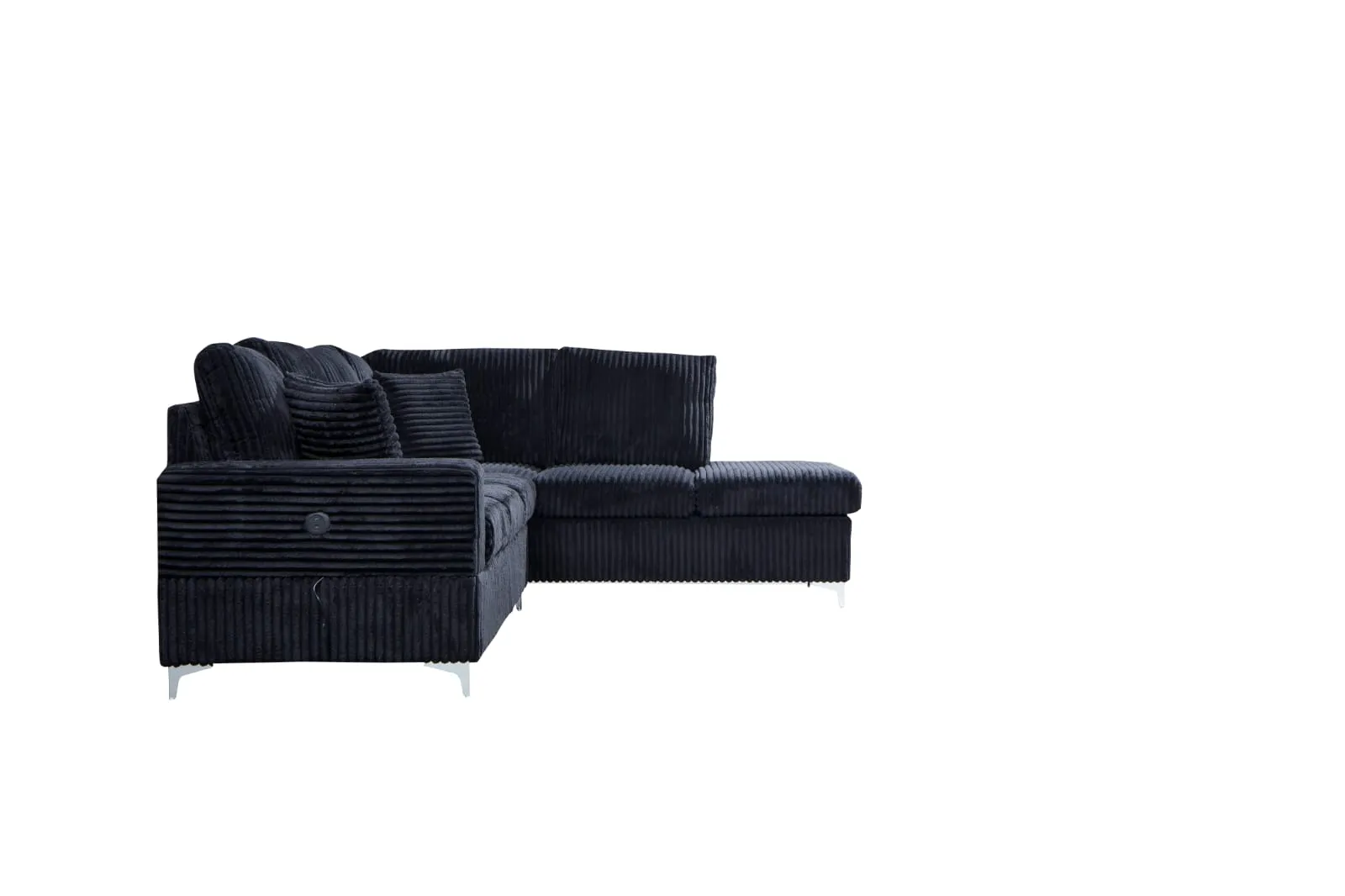 Black Velvet Sectional With Storage Ottoman- Model #2620