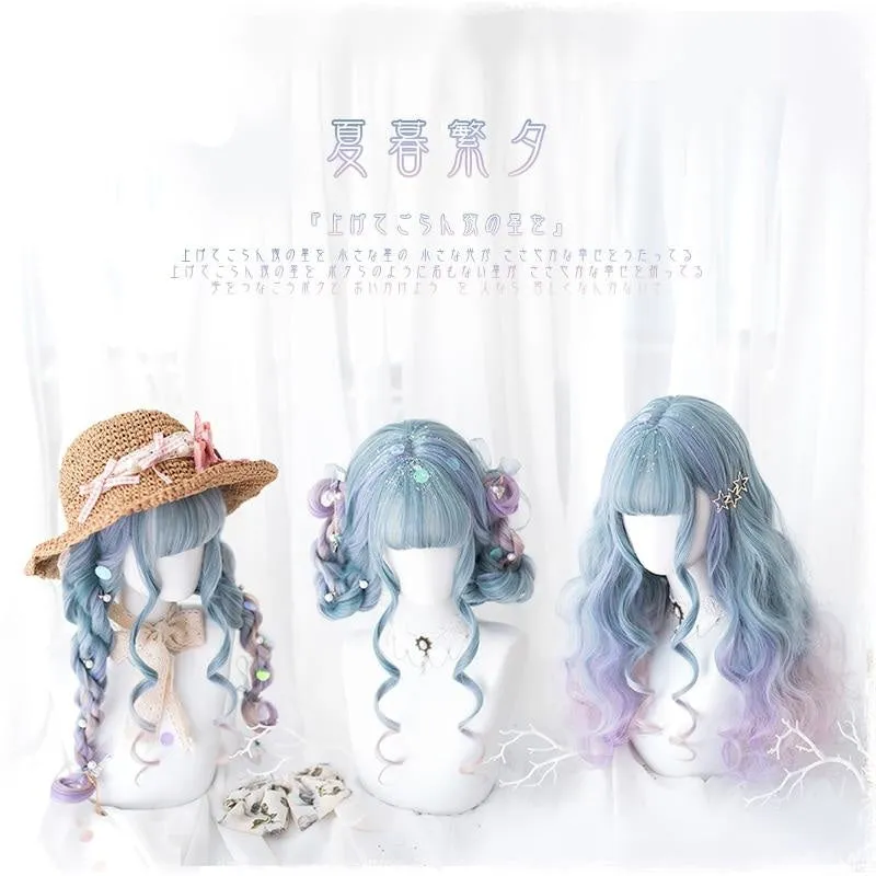 Blue Purple Ombre Long Wig