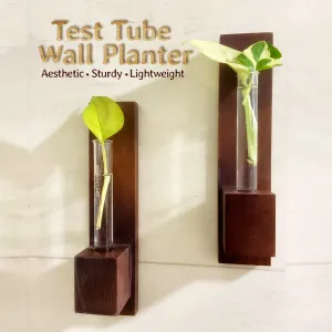 Bombay Greens Test Tube Wall Planter with Wooden Holder (set of 2)