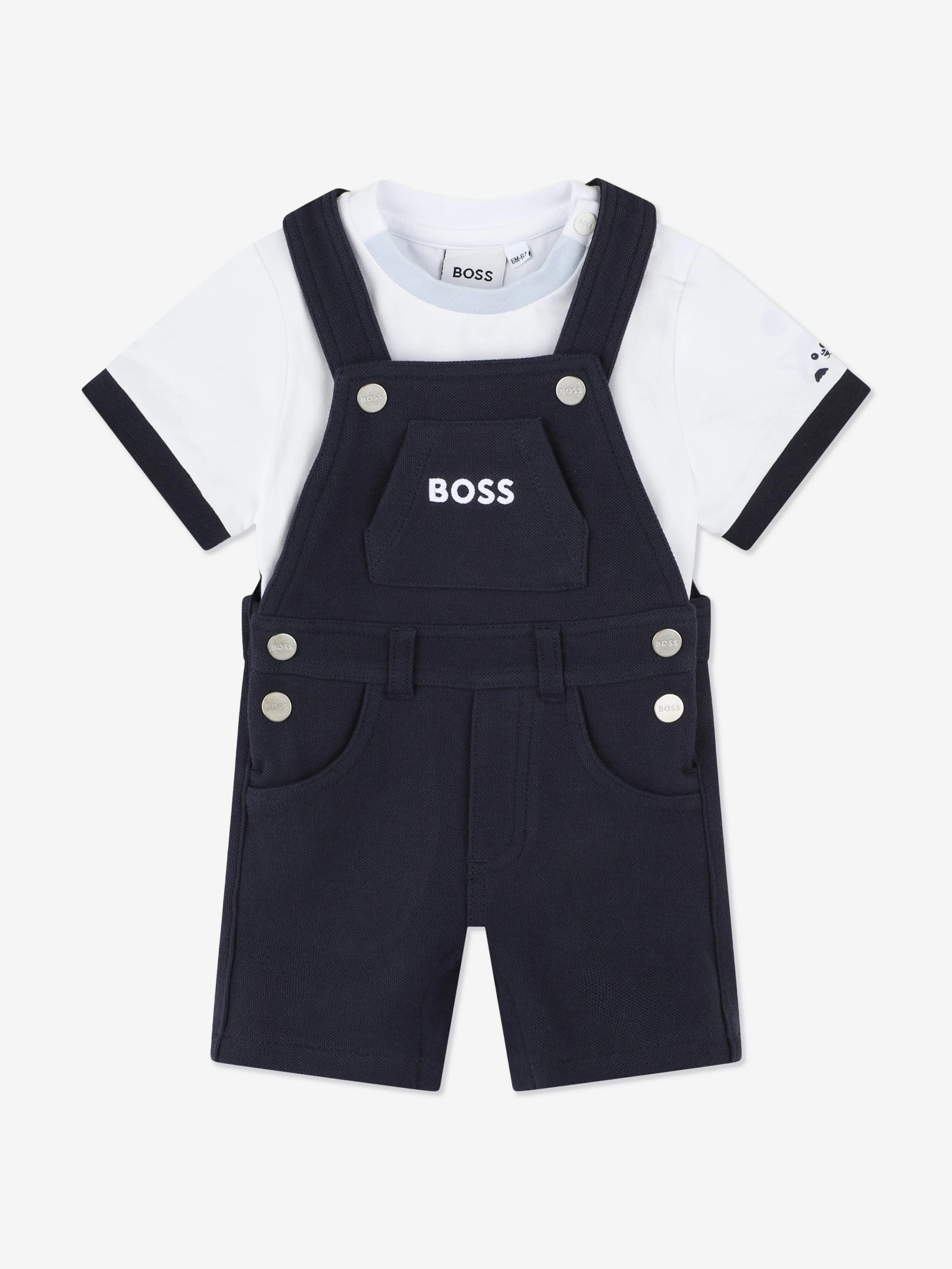 BOSS Baby Boys T-Shirt And Dungarees Gift Set in Navy