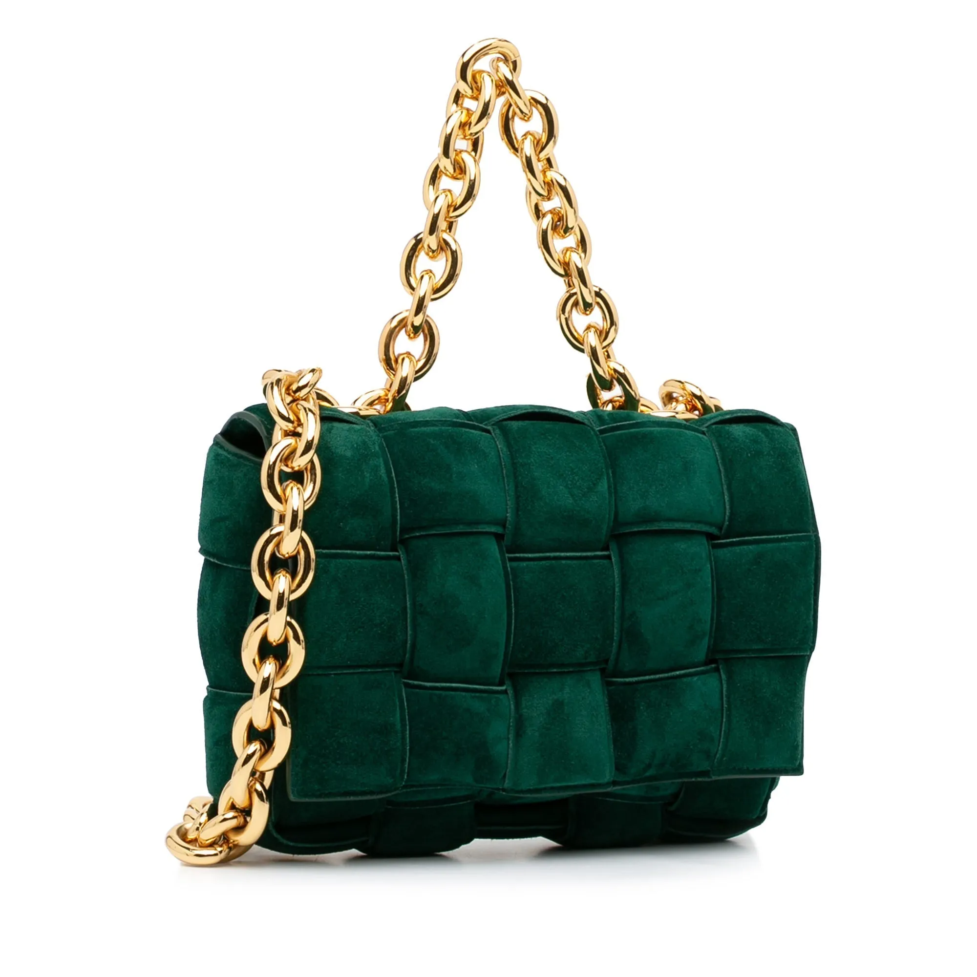 Bottega Veneta Padded Chain Cassette Green Suede