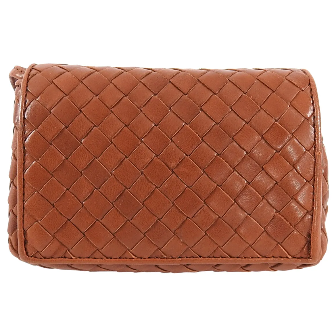 Bottega Veneta Vintage Mini Intrecciato Tan Leather Crossbody Bag