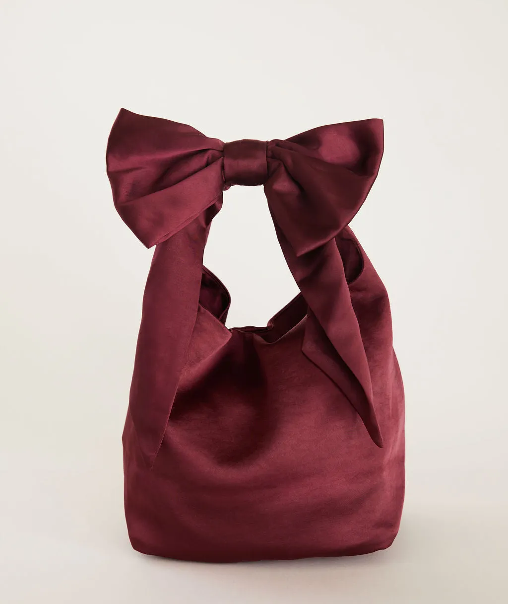 Bow Detail Satin Pouch Bag