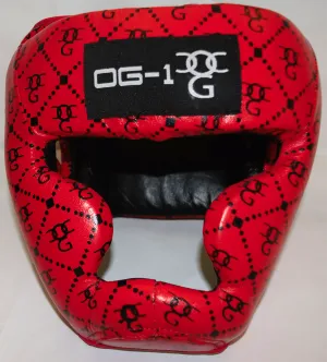 Boxing 'Designer Range' Red Leather Head Guard