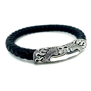 Braided Black Leather Bracelet - "Ramble On"