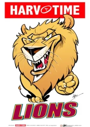 Brisbane Lions, Mascot Print Harv Time Poster