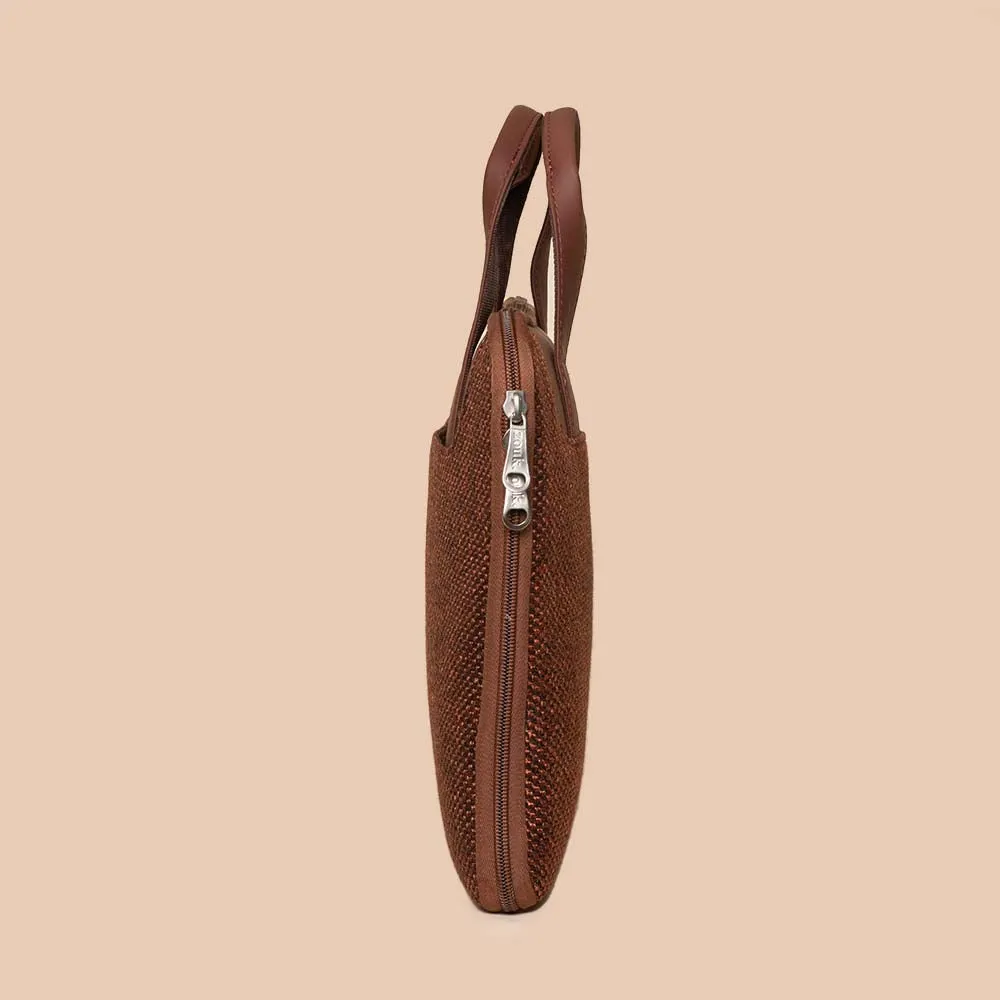 Brown Metal L-Zippered Laptop Sleeve