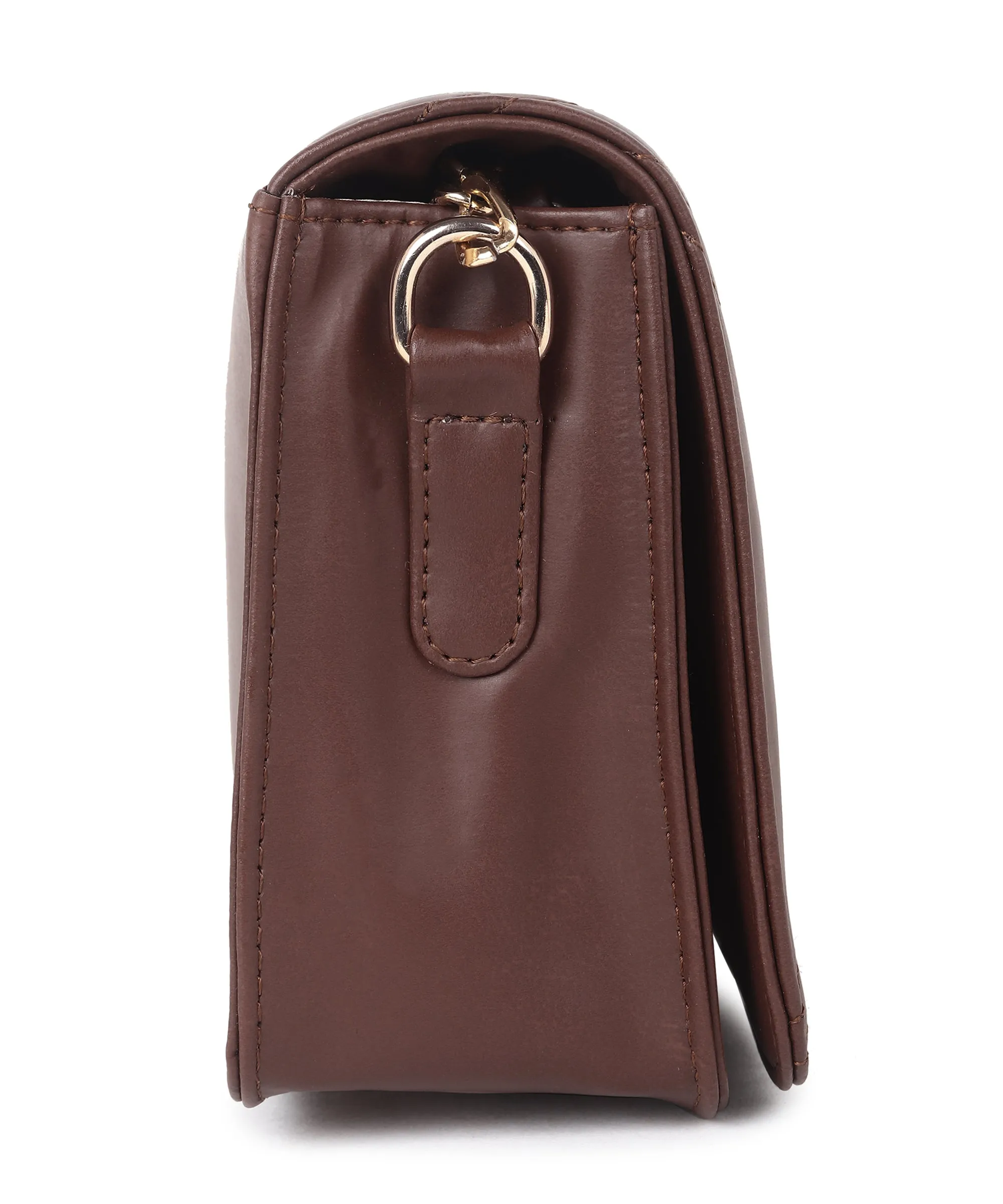 Brown PU Leather Sling Bag for Women