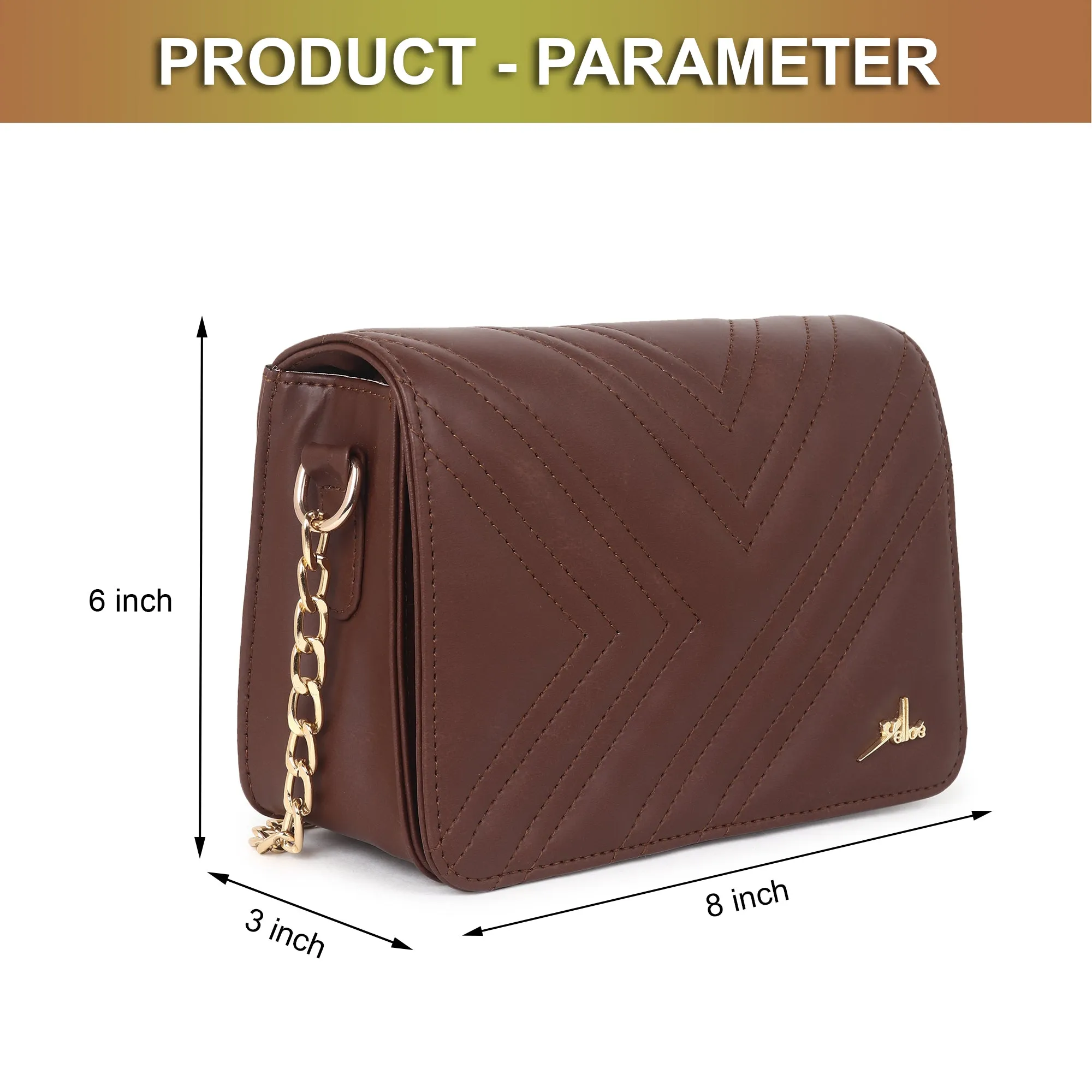 Brown PU Leather Sling Bag for Women