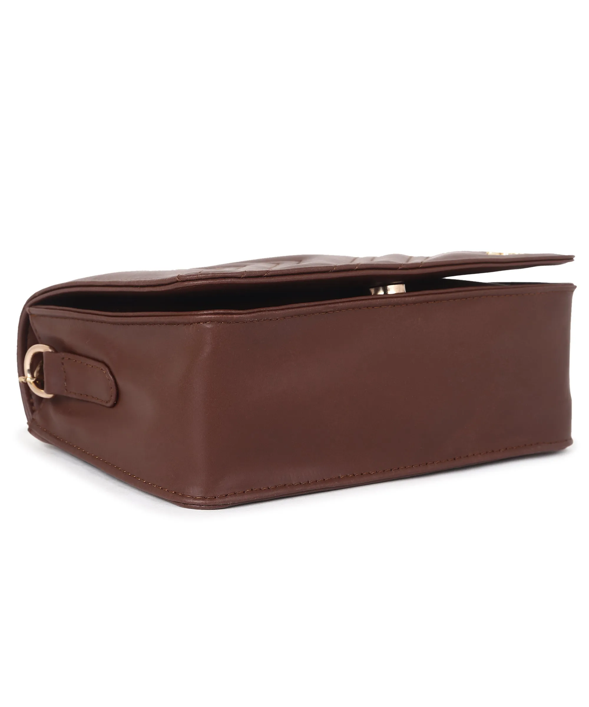 Brown PU Leather Sling Bag for Women