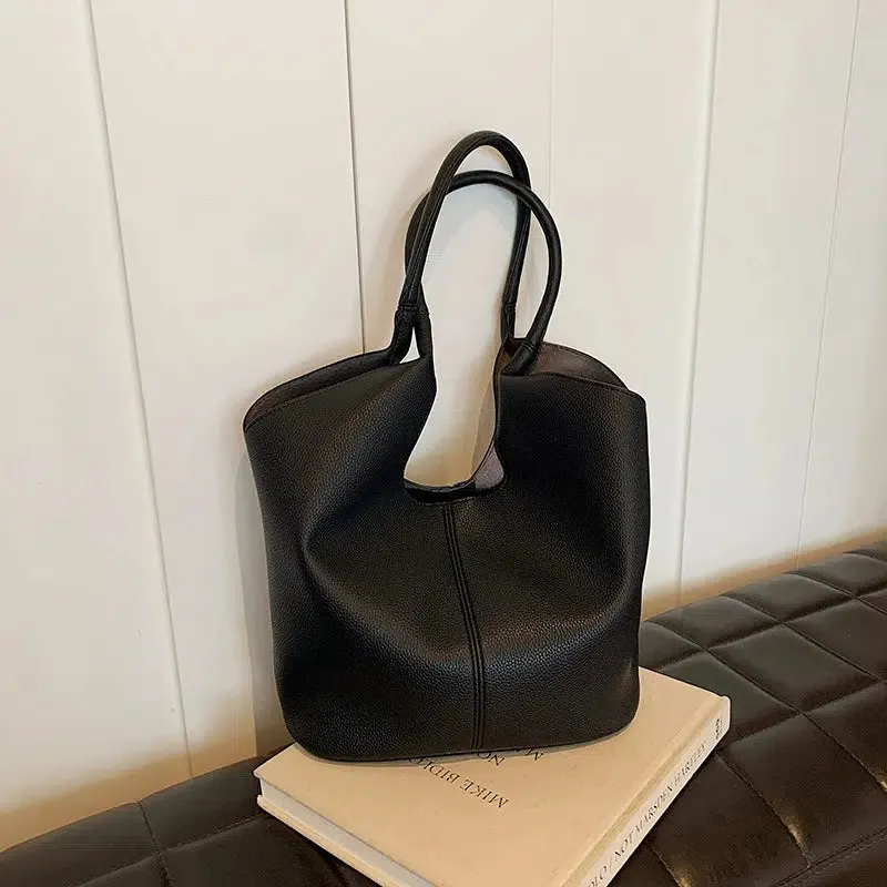 Bucket Shaped Leather Tote Bag