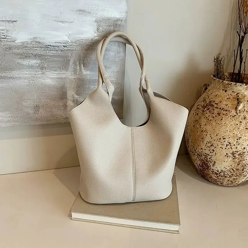 Bucket Shaped Leather Tote Bag