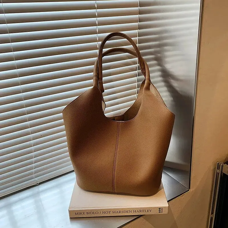 Bucket Shaped Leather Tote Bag