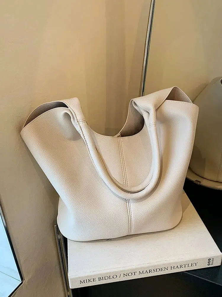 Bucket Shaped Leather Tote Bag