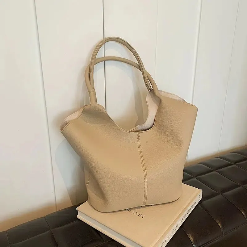 Bucket Shaped Leather Tote Bag