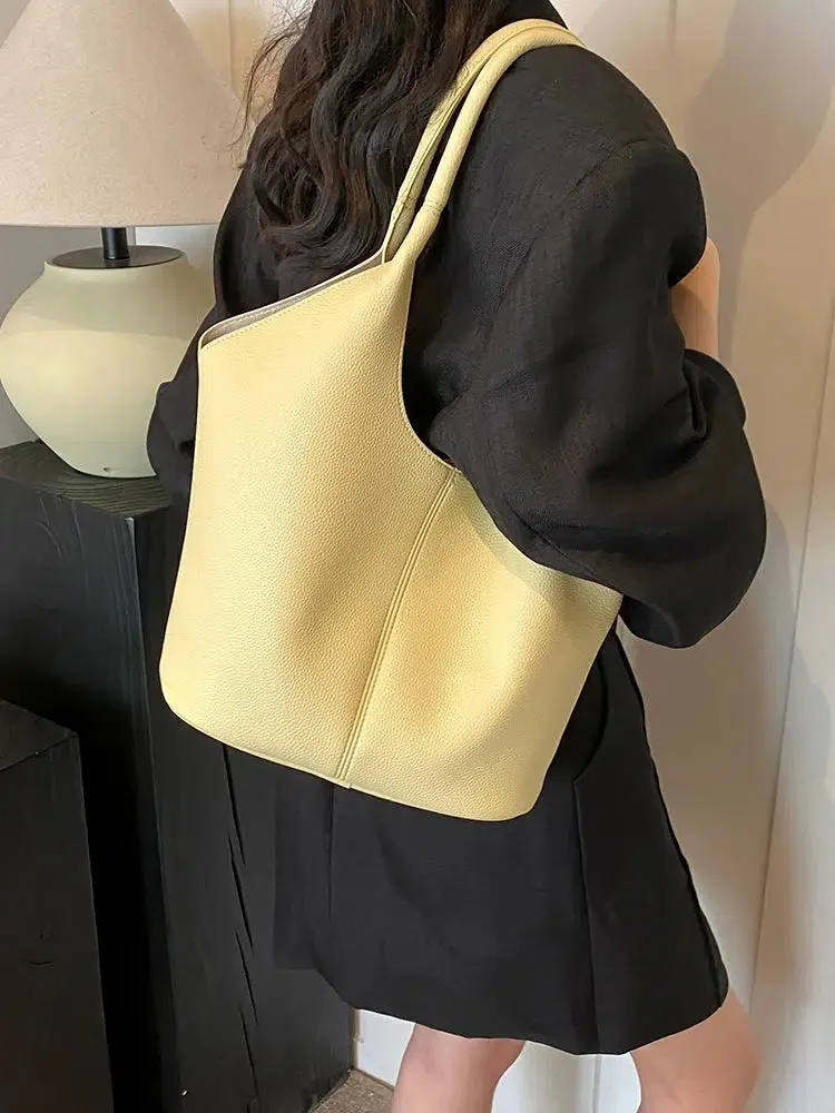 Bucket Shaped Leather Tote Bag